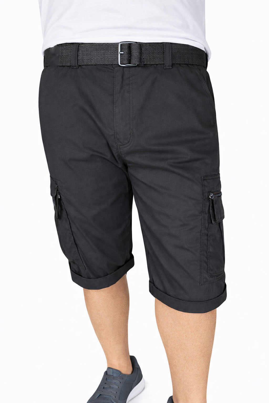 Beevee Mens Belted Cargo Style Cotton Casual Shorts