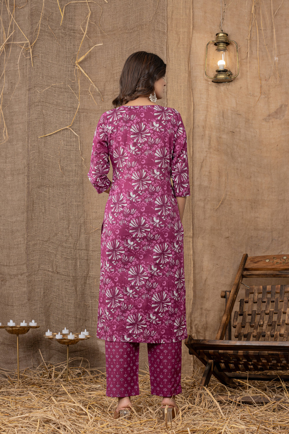 Elevate  Traditional Floral Print Kurta Set