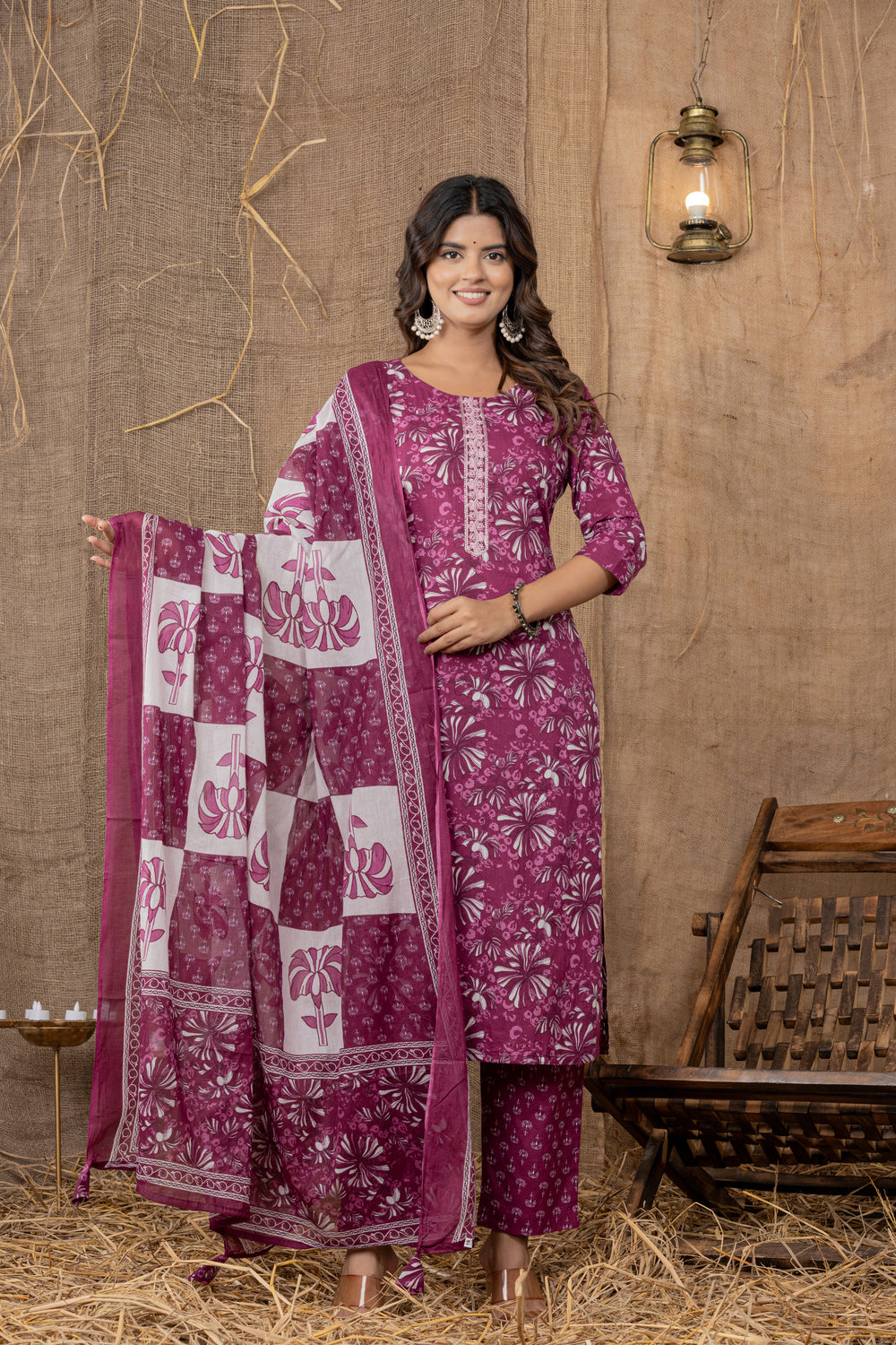 Elevate  Traditional Floral Print Kurta Set