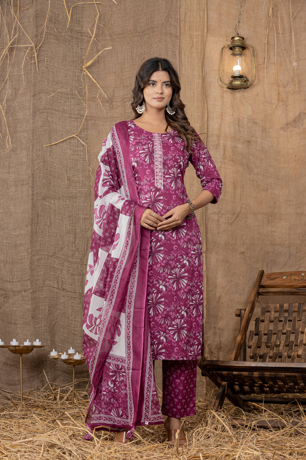 Elevate  Traditional Floral Print Kurta Set