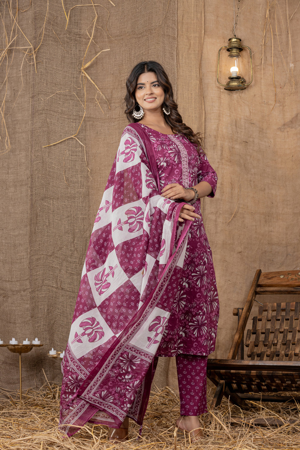 Elevate  Traditional Floral Print Kurta Set