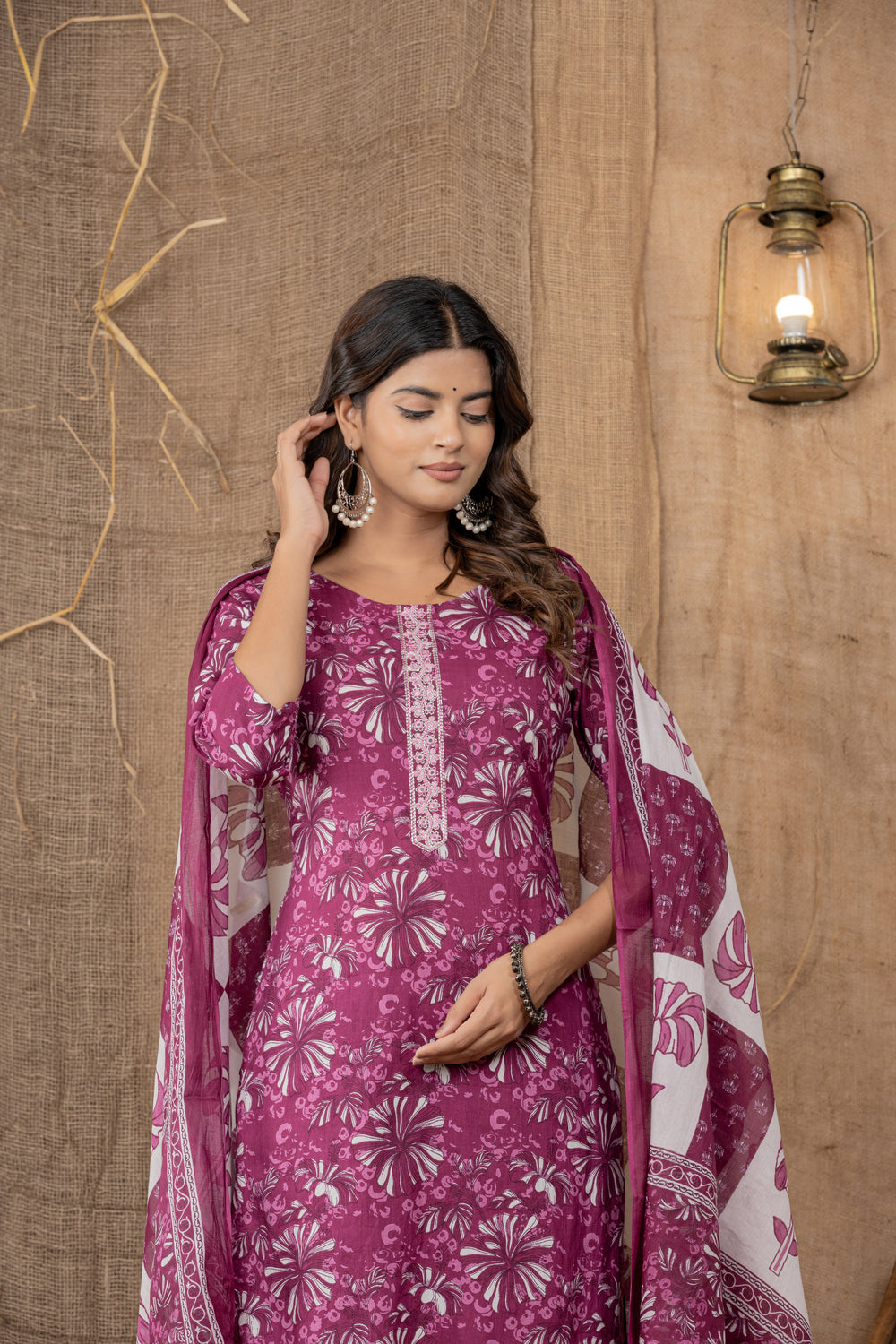 Elevate  Traditional Floral Print Kurta Set