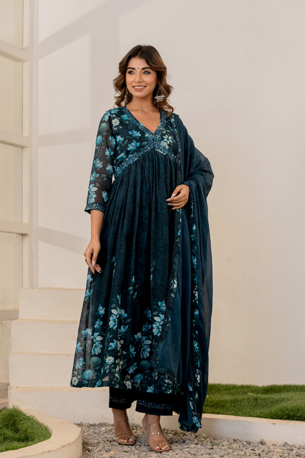 Soul Armor Floral Printed Anarkali Kurta Set