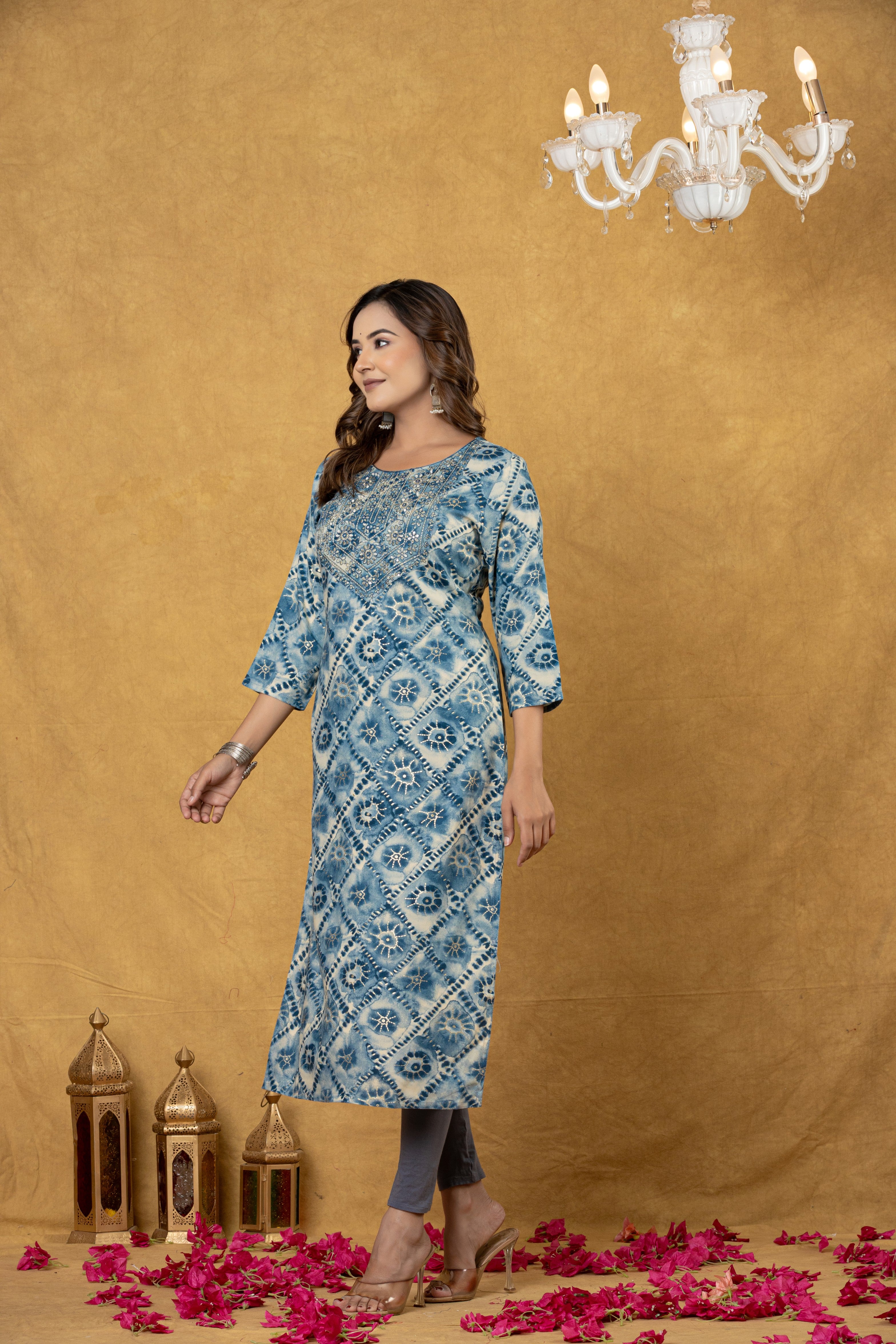 Elevate Geometric Pattern Printed Straight Kurta