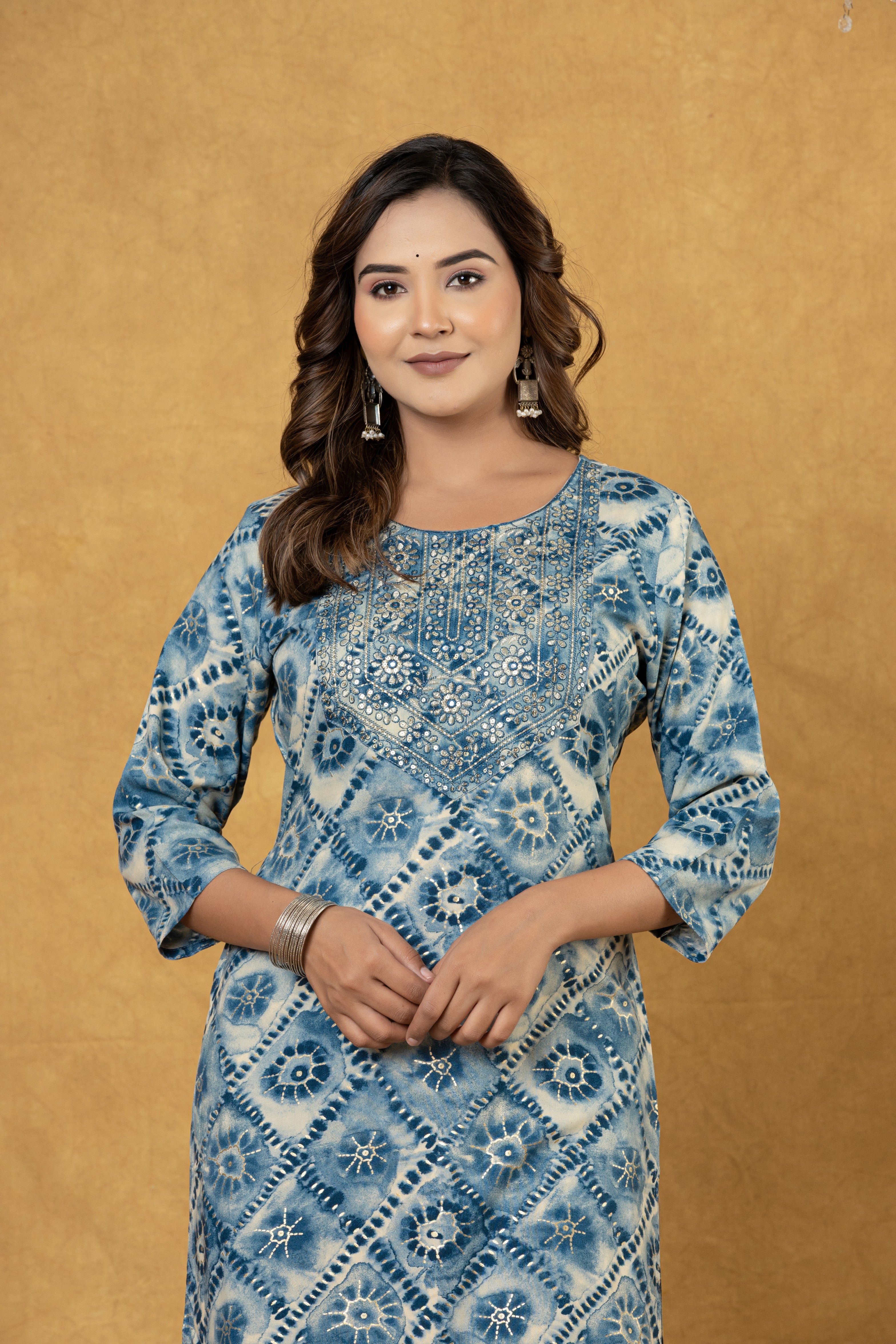 Elevate Geometric Pattern Printed Straight Kurta