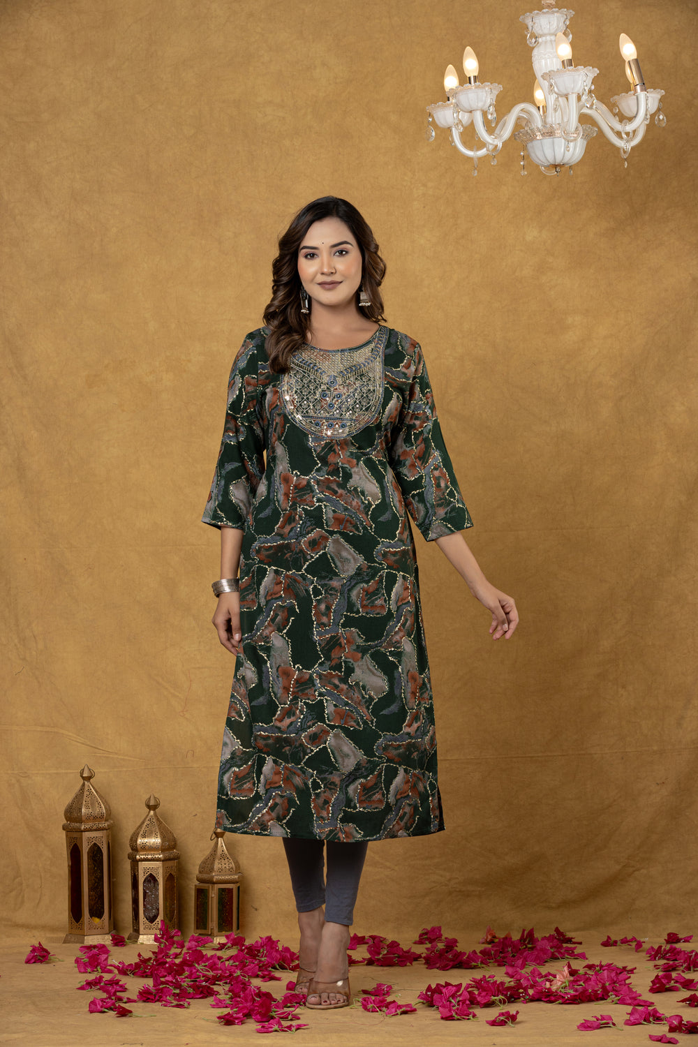 Elevate Abstract Art Print Straight Kurta