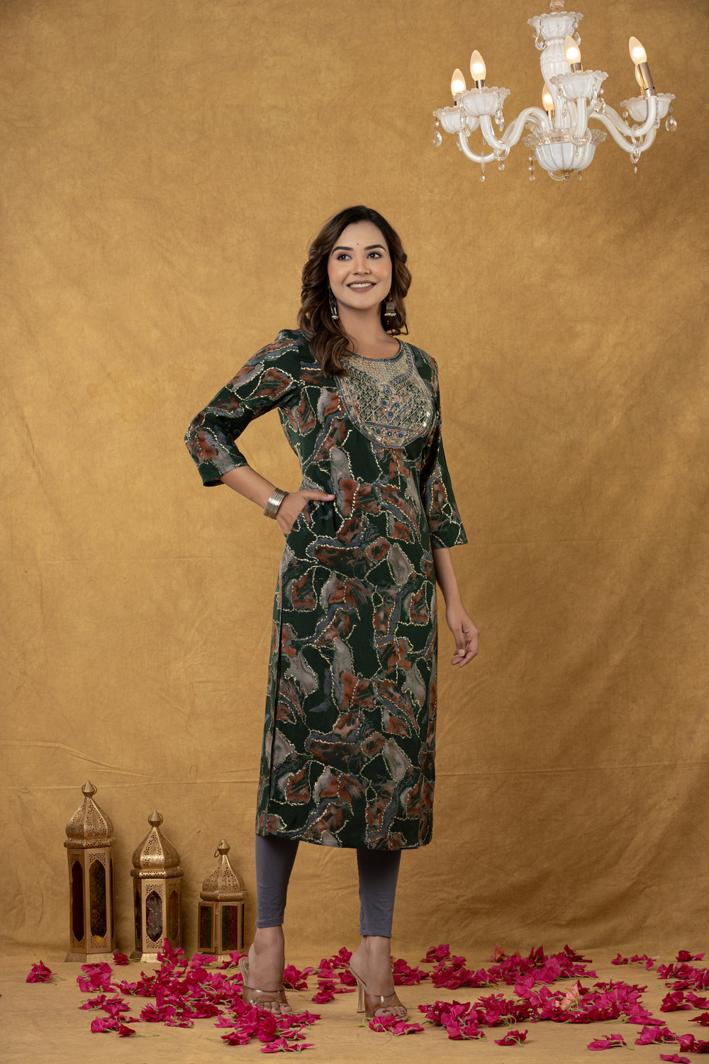 Elevate Abstract Art Print Straight Kurta