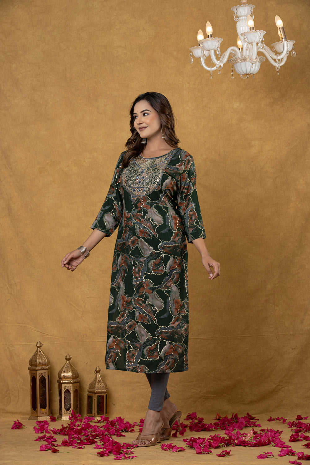 Elevate Abstract Art Print Straight Kurta