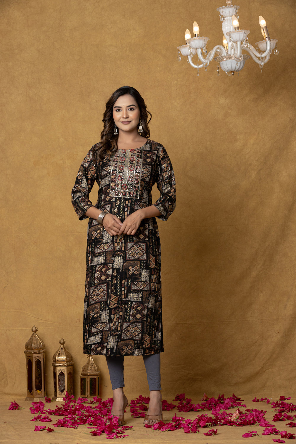 Elevate Artistic Patchwork Patterned Ethnic Kurta