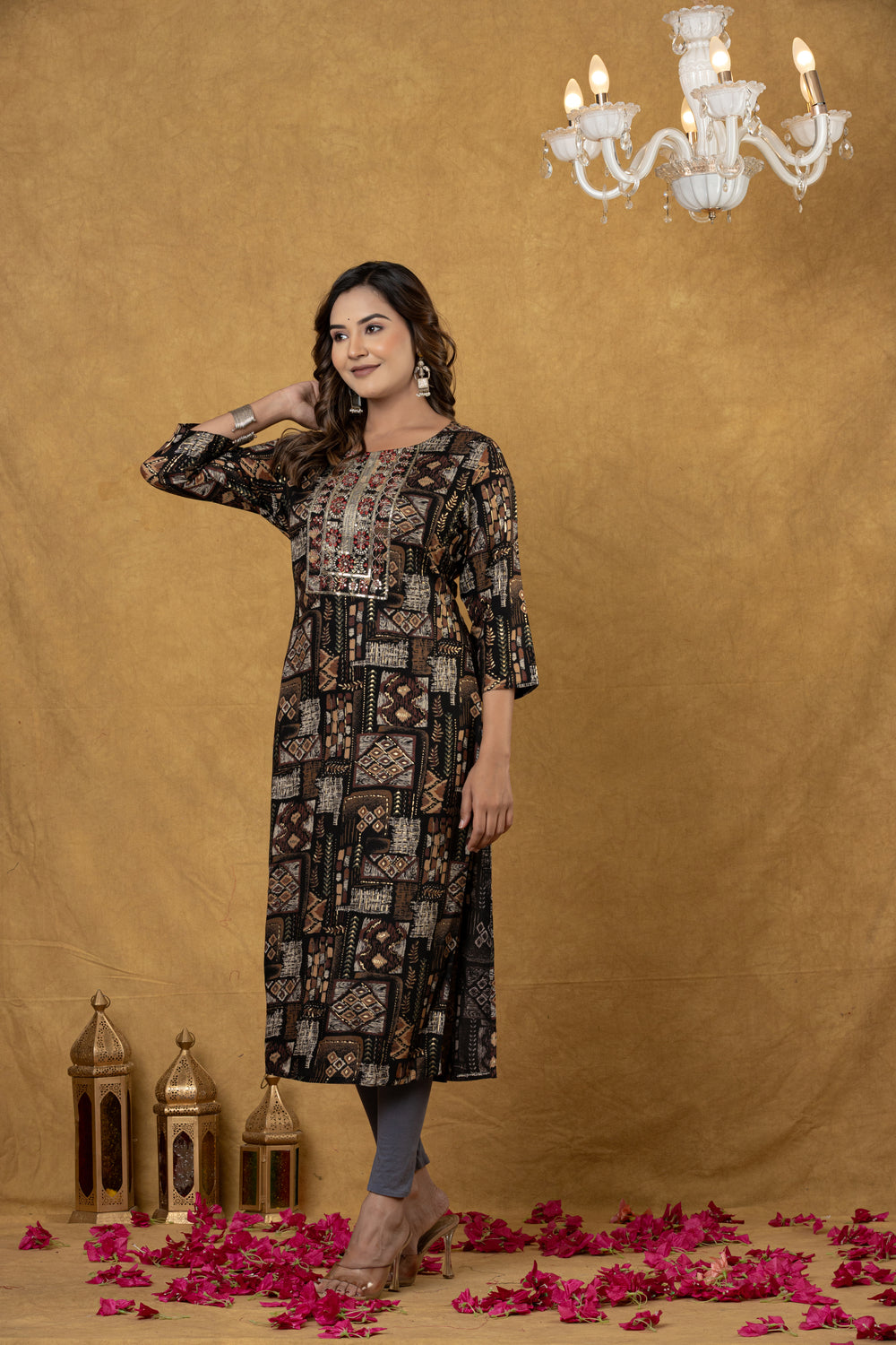 Elevate Artistic Patchwork Patterned Ethnic Kurta