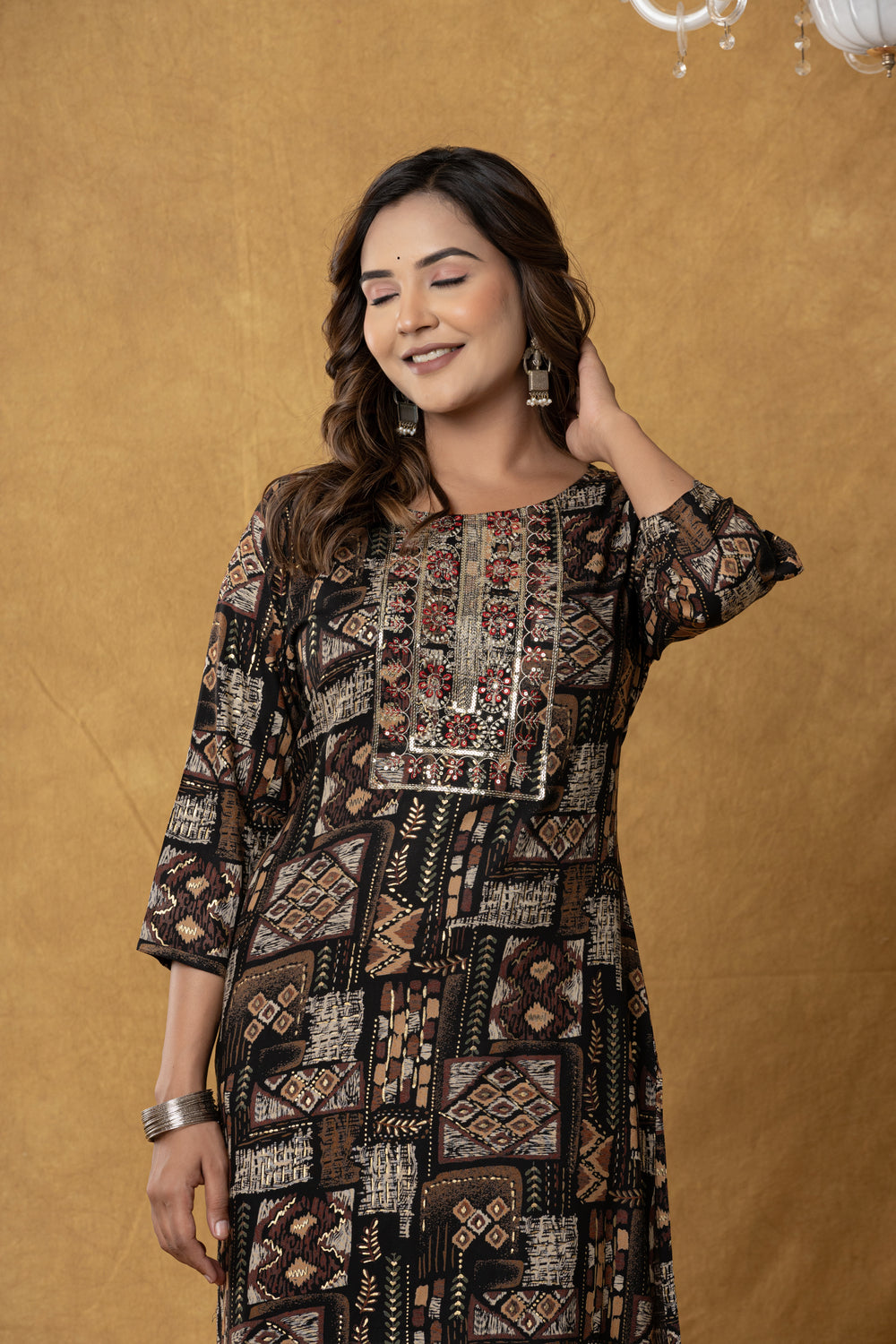 Elevate Artistic Patchwork Patterned Ethnic Kurta