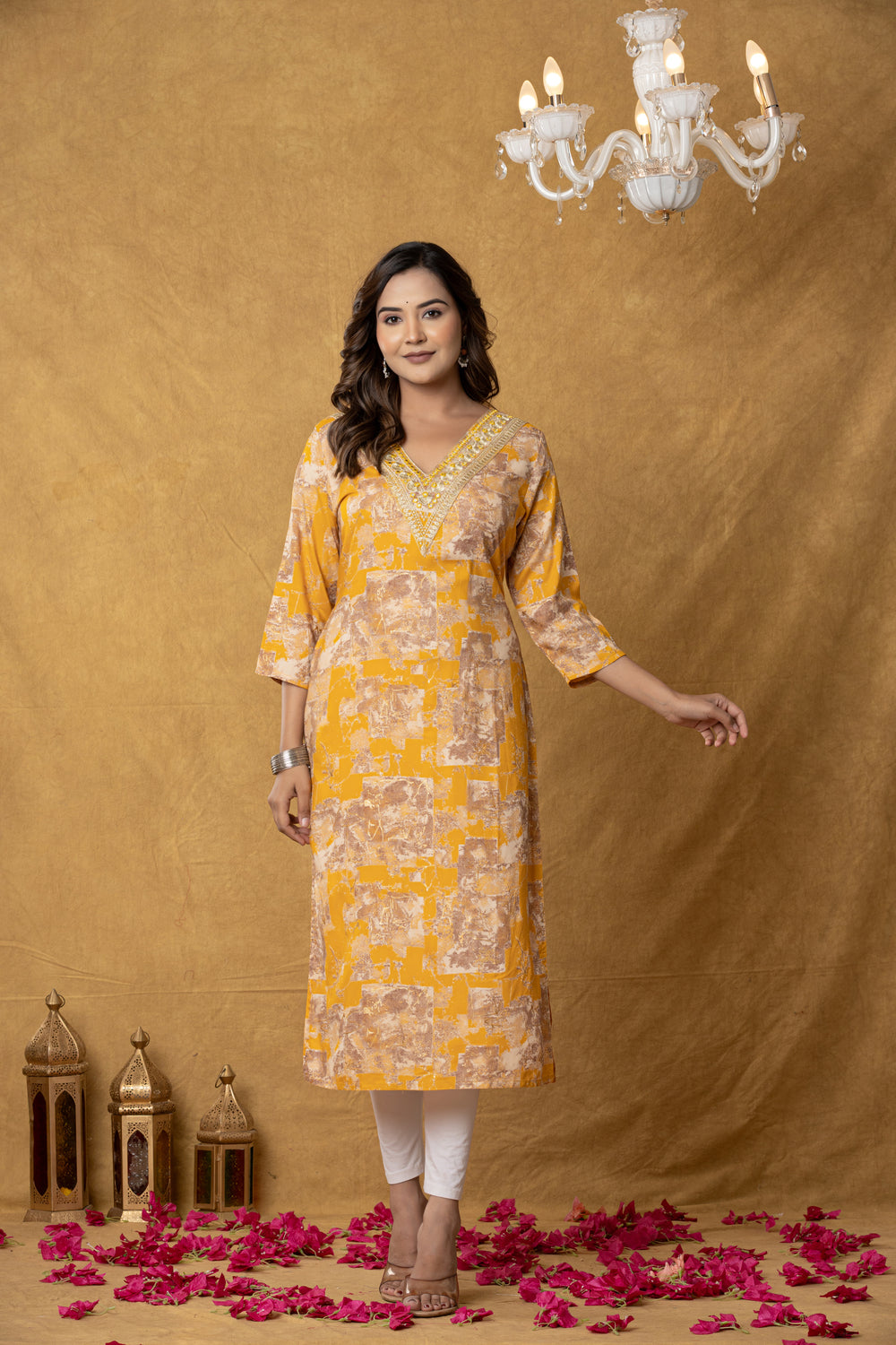 Elevate Modern Abstract Design Three-Quarter Sleeve Kurta