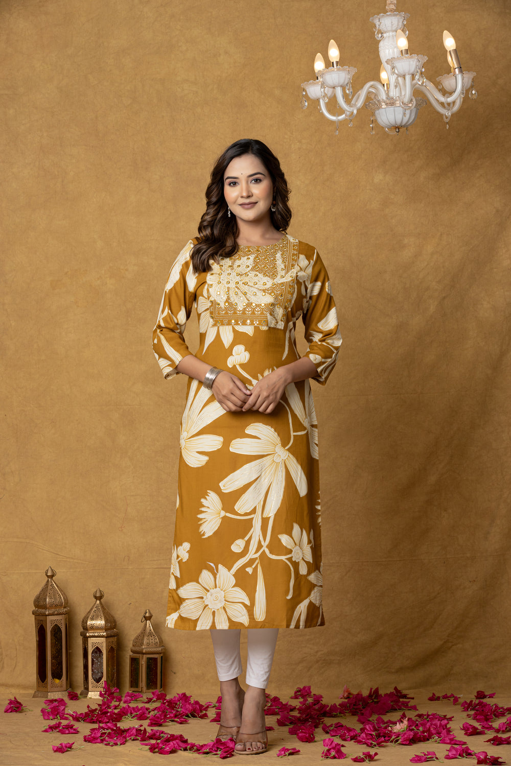 Elevate Oversized Floral Printed Straight Kurta