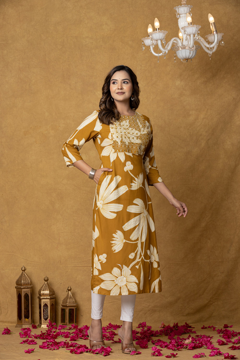 Elevate Oversized Floral Printed Straight Kurta