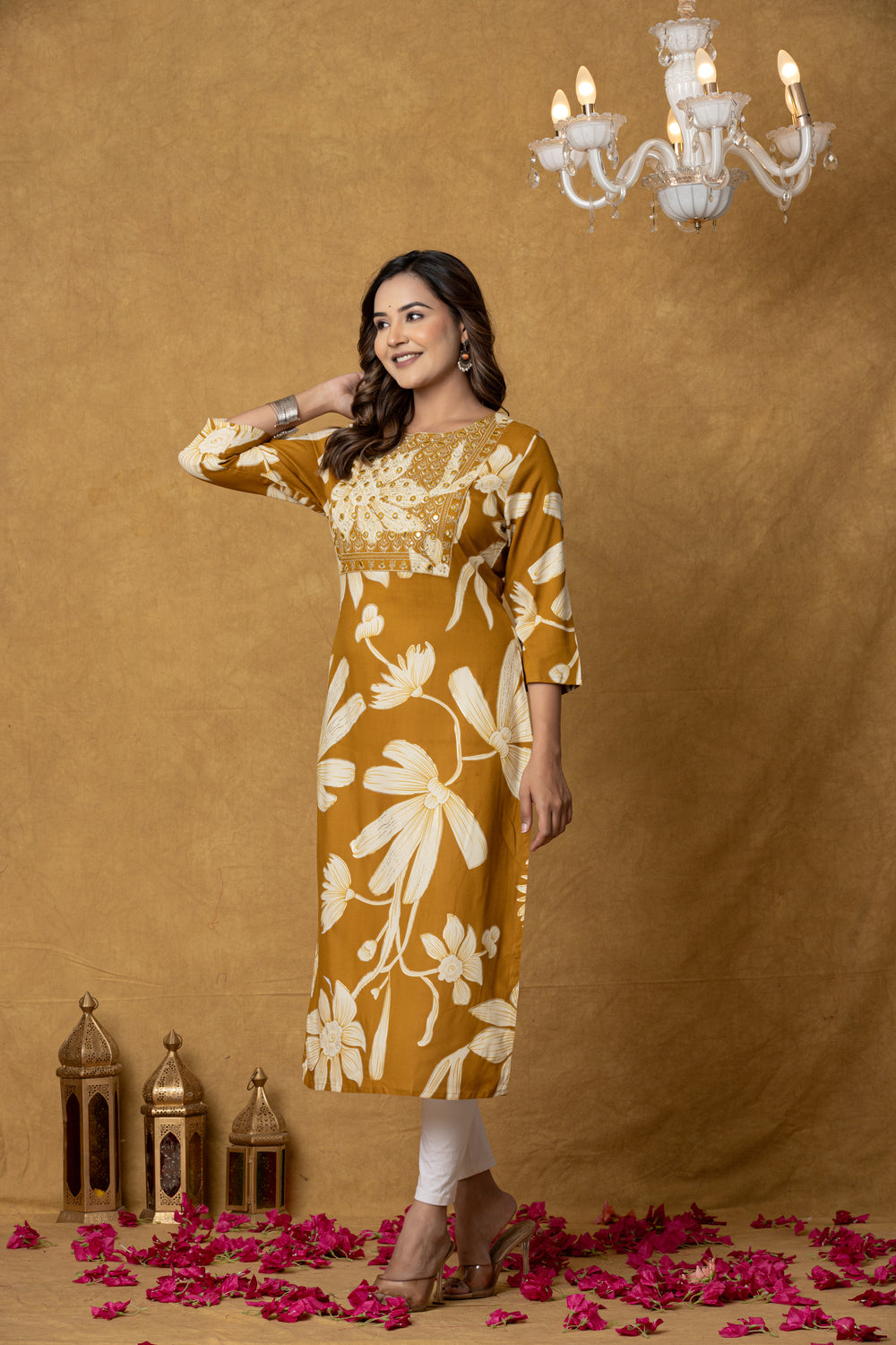 Elevate Oversized Floral Printed Straight Kurta