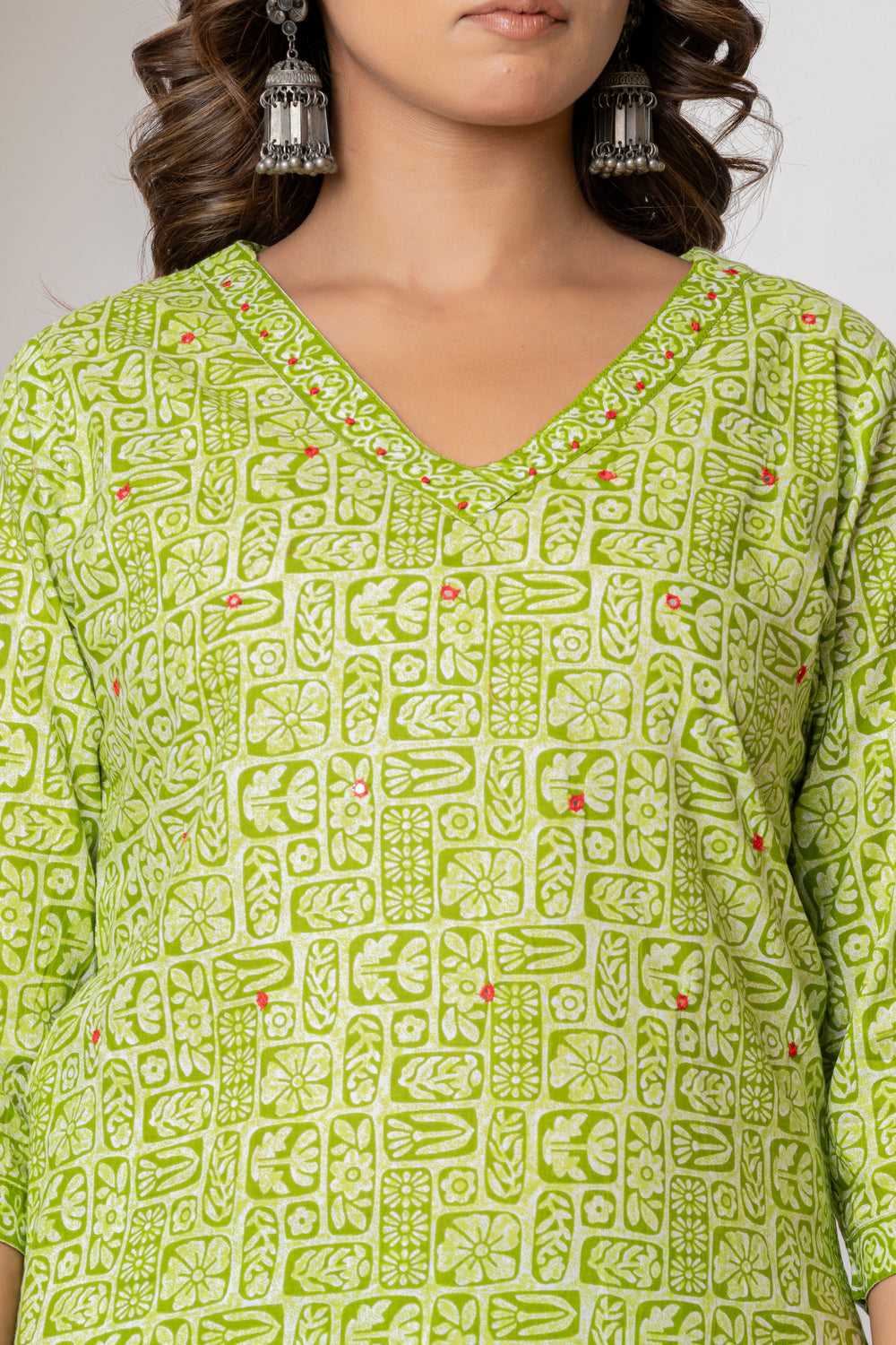 Elevate Fresh Lime Green Contemporary Printed Three-Piece Kurta Set