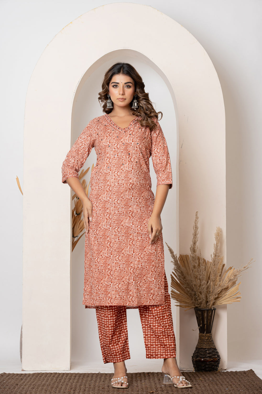 Elevate Fresh Lime Green Contemporary Printed Three-Piece Suit Set