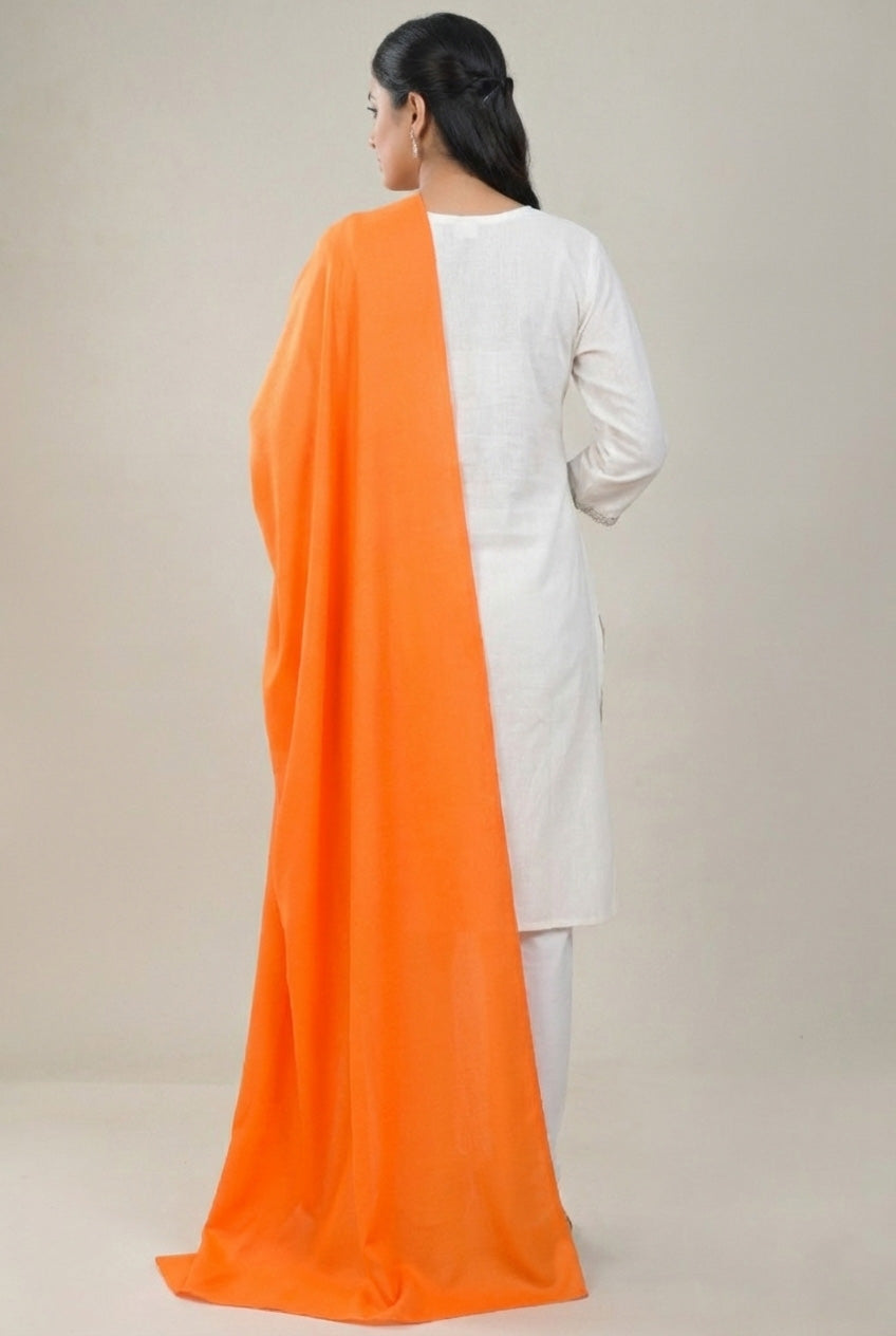 Elevate Orange Solid Winter Woolen Shawl