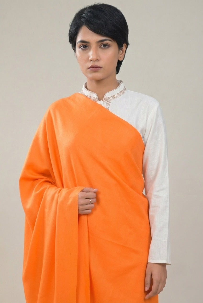 Elevate Orange Solid Winter Woolen Shawl