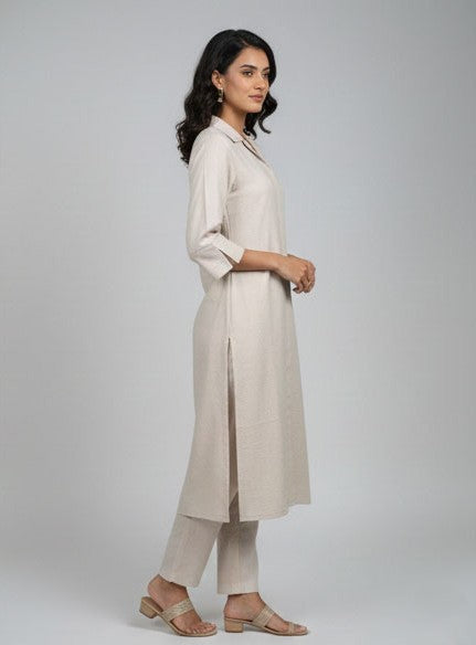 Soul Armor Ladies Solid Straight with Three Quarter Sleeves and Matching Bottom Kurti Set