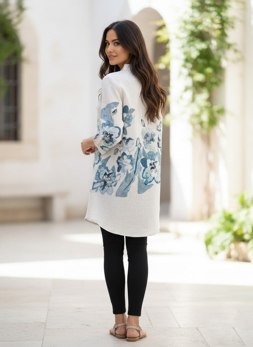Soul Armor Ladies Floral Print Shirt Top with Mandarin Neck Style