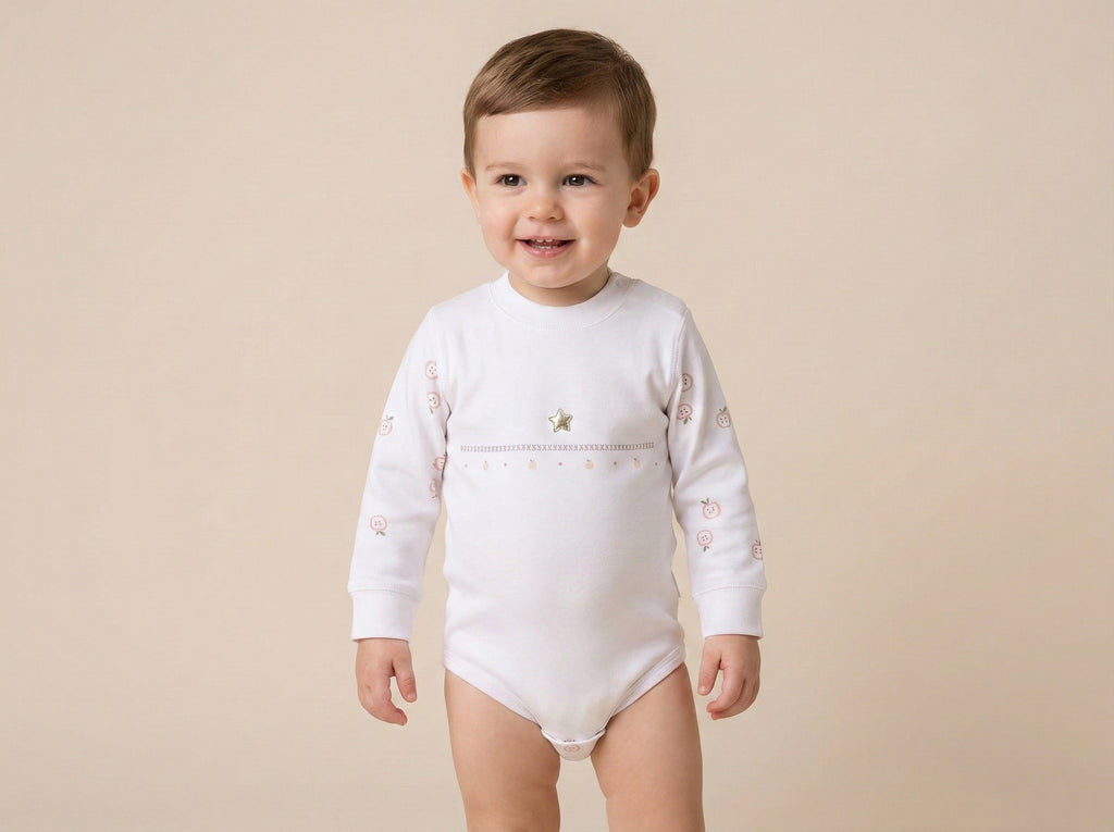 Vats Lil Luxe Printed Full Sleeve Short Baby Romper