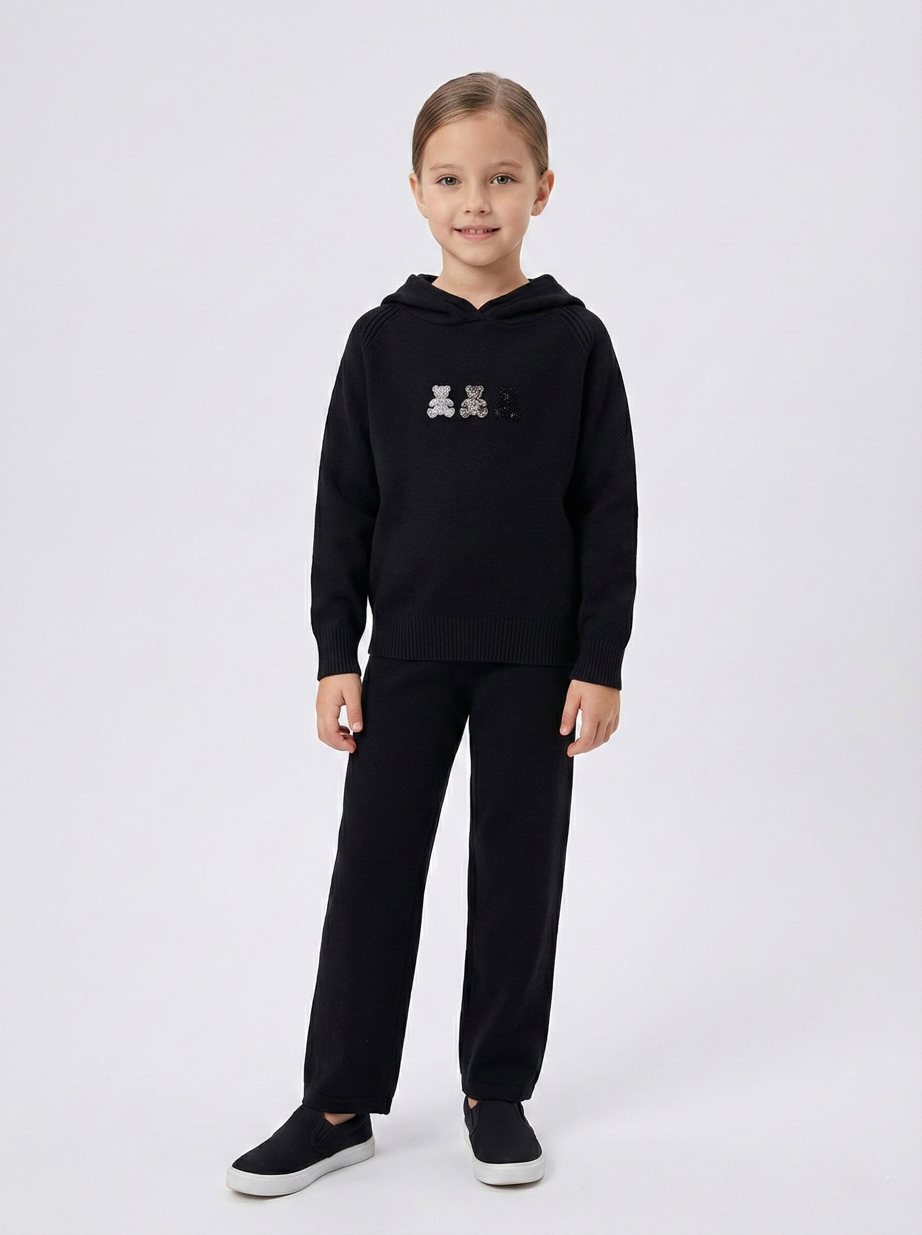 Vats Lil Luxe Solid Hooded Girls Co-ord Set