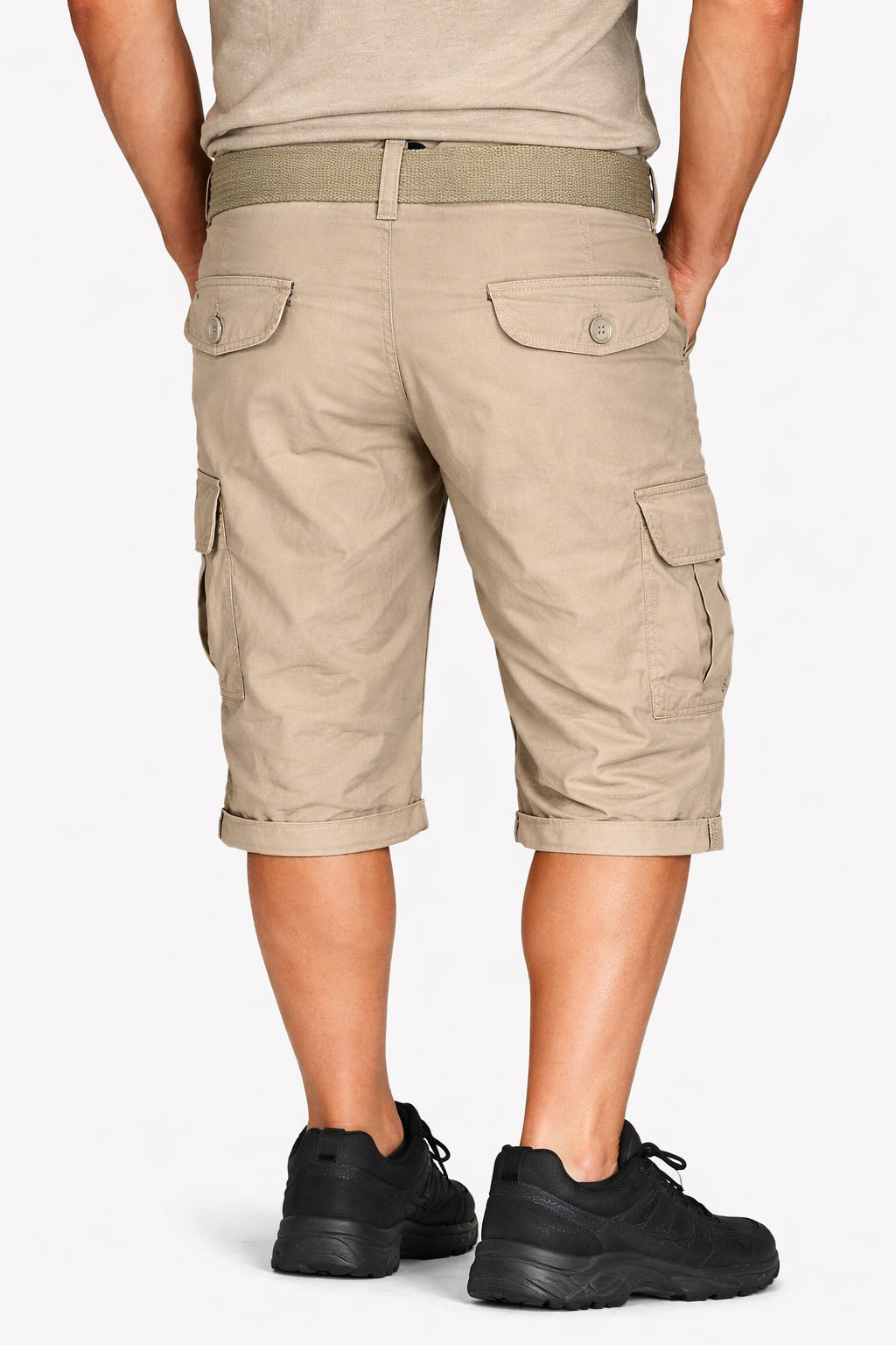 Beevee Mens Belted Cargo Style Cotton Casual Shorts