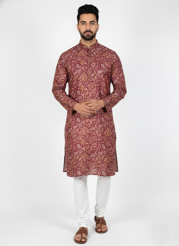Soul Armor Mens Traditional Detailed Artwork Kurta Set