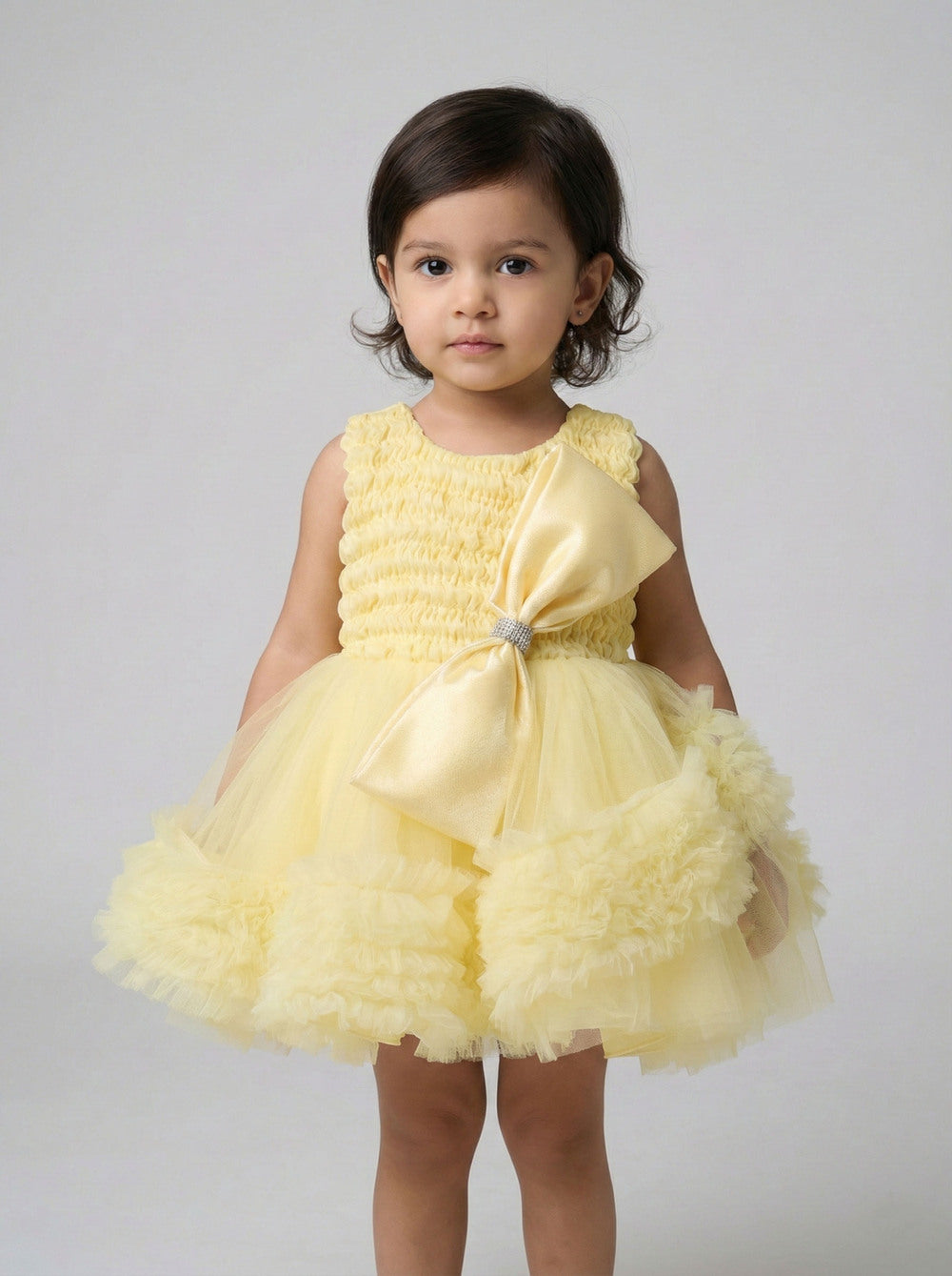 Katibi Bright and adorable mango yellow midi dress
