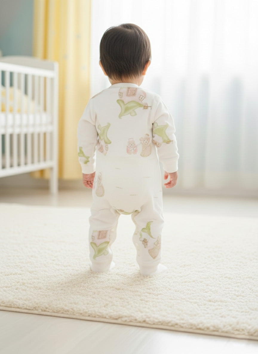 Vats Lil Luxe Unisex Baby All-Over Print Snap Button Romper