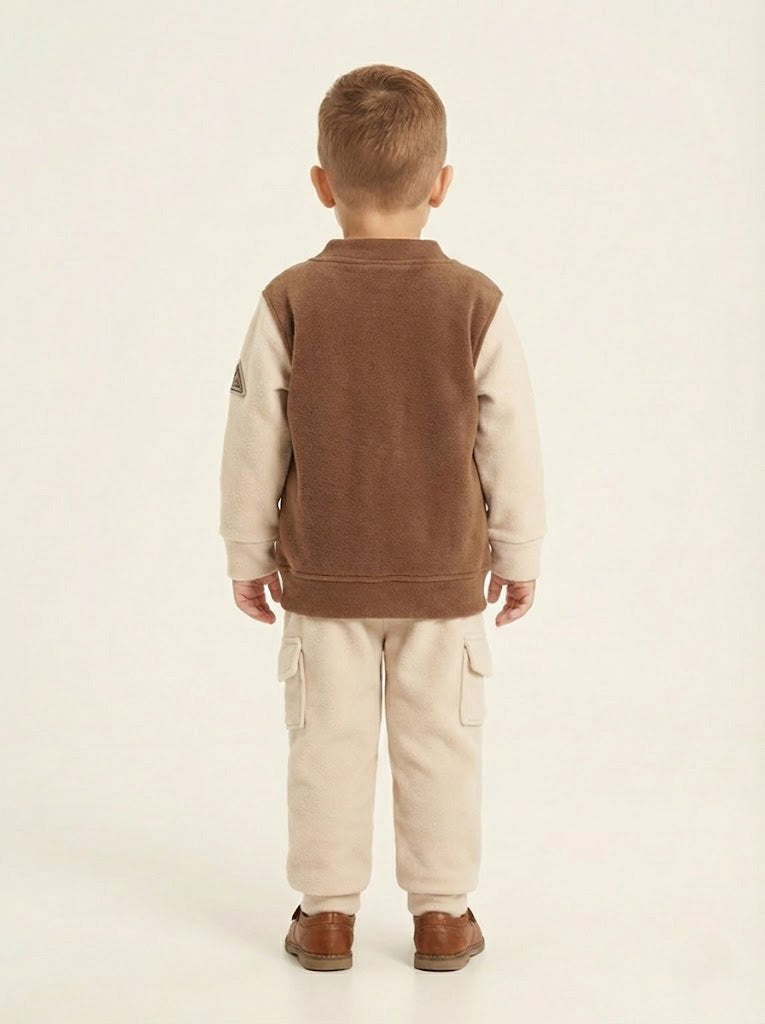 Vats Lil Luxe Boys Contrast Sleeve Varsity Jacket Co-Ord Set