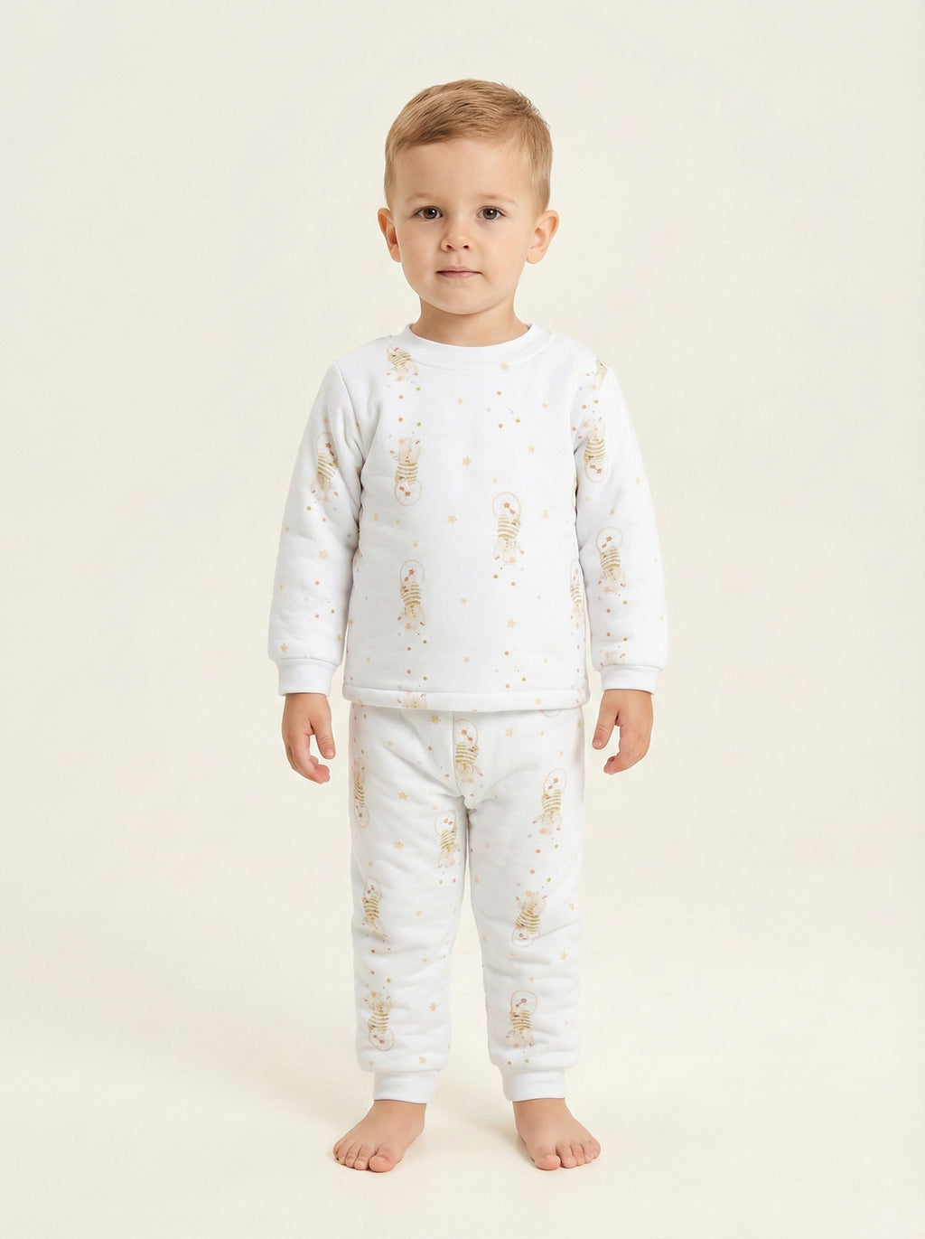 Vats Lil Luxe Unisex Baby All-Over Print Full Sleeve T-Shirt with Bottom Co-Ord Set