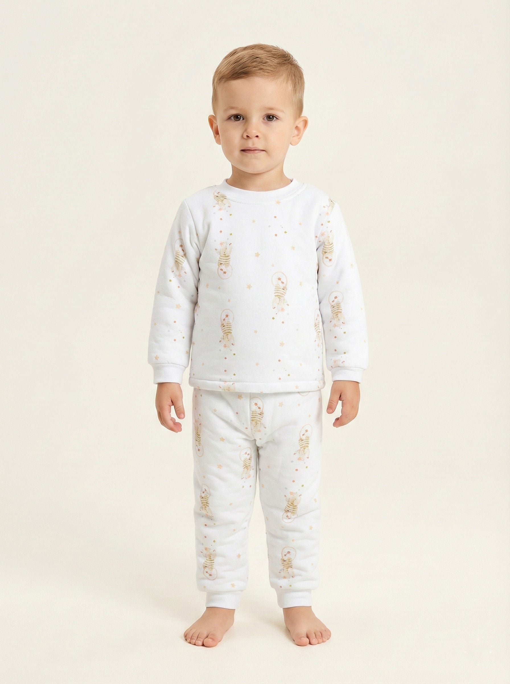 Vats Lil Luxe Unisex Baby All-Over Print Full Sleeve T-Shirt with Bottom Co-Ord Set