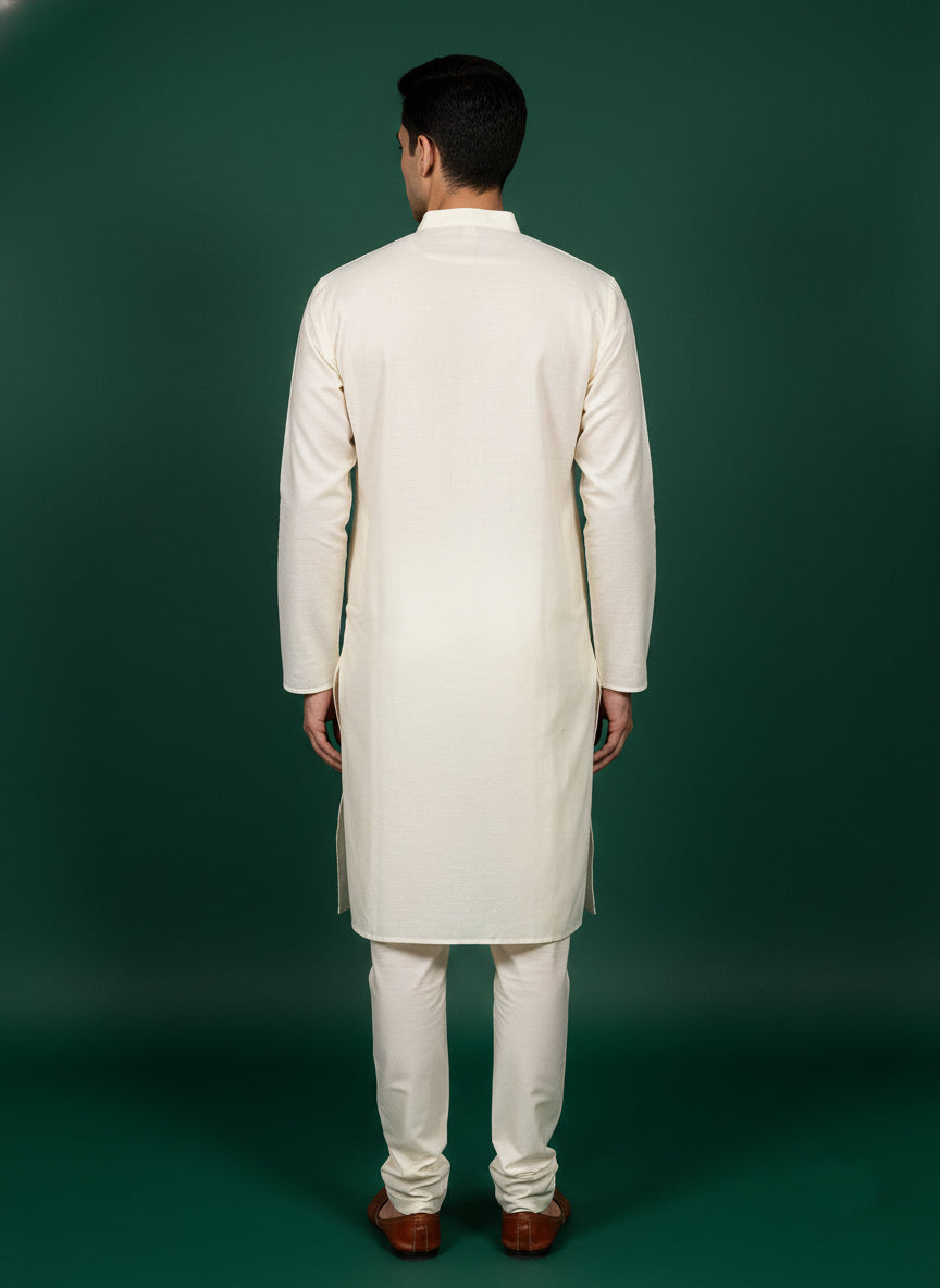 Soul Armor Solid Self-Textured Mandarin Collar Mens Kurta Set