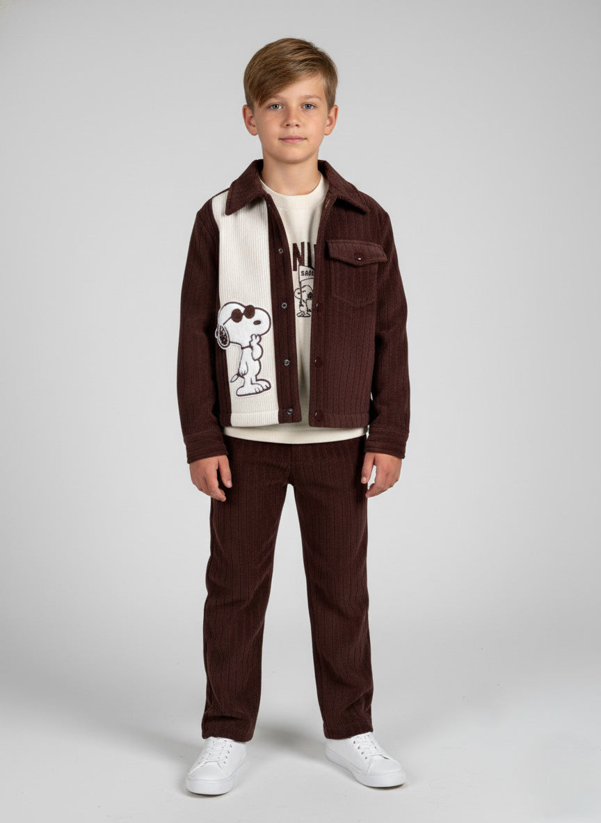 Vats Lil Luxe Kids Cord Set with Jacket Style Outer Top and Elastic Waist Bottom