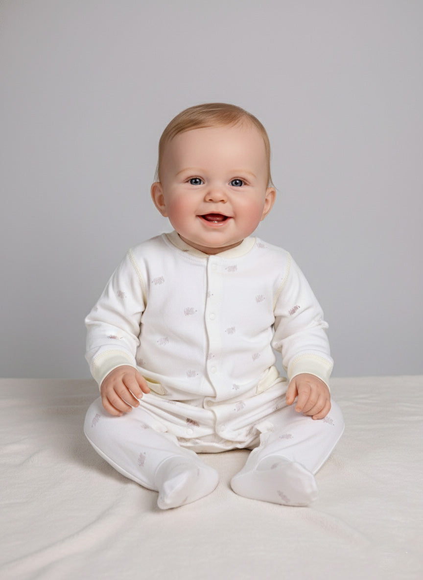 Vats Lil Luxe Printed Baby Romper with Front Button – Premium Infant Wear