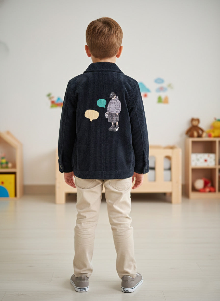 Vats Lil Luxe Casual Wear Boys Shacket with Front Button Design