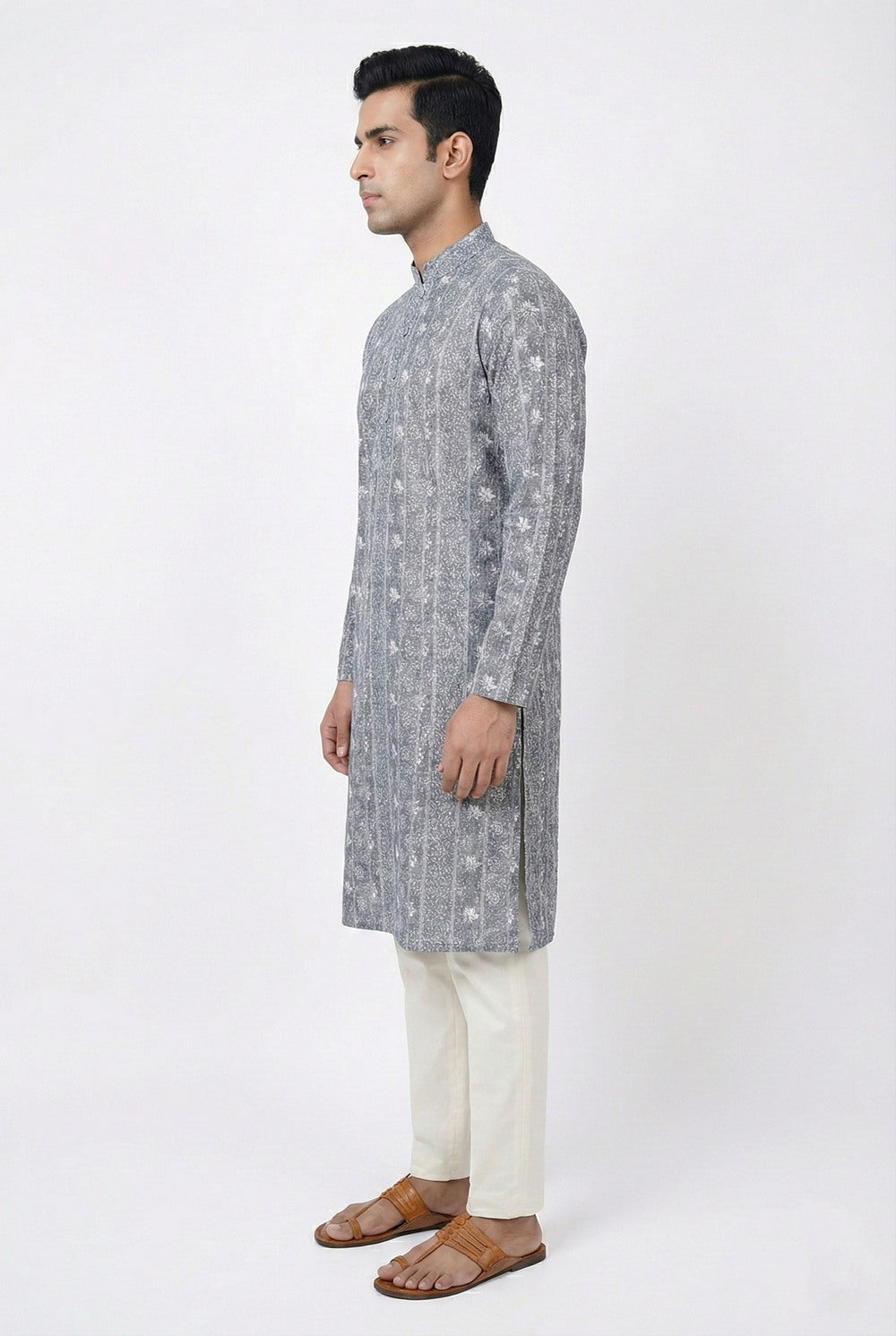 Soul Armor Mens Detailed Ethnic Surface Design Full Sleeve Kurta Set