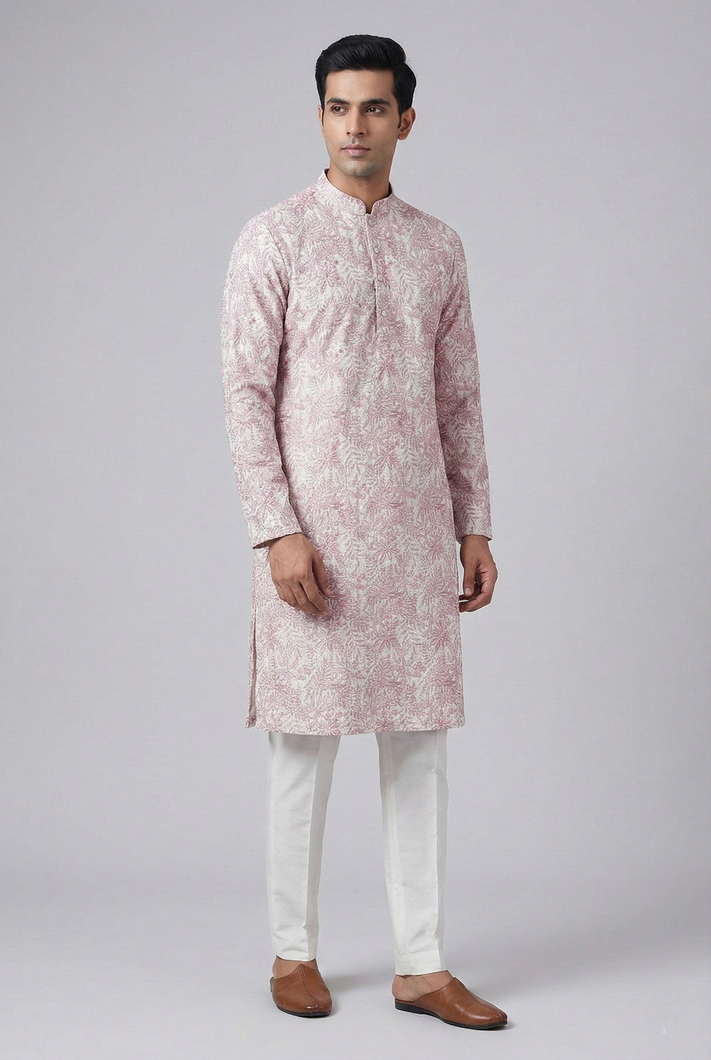 Soul Armor Mens Soft Textured Ethnic Design Full Sleeve Kurta Set