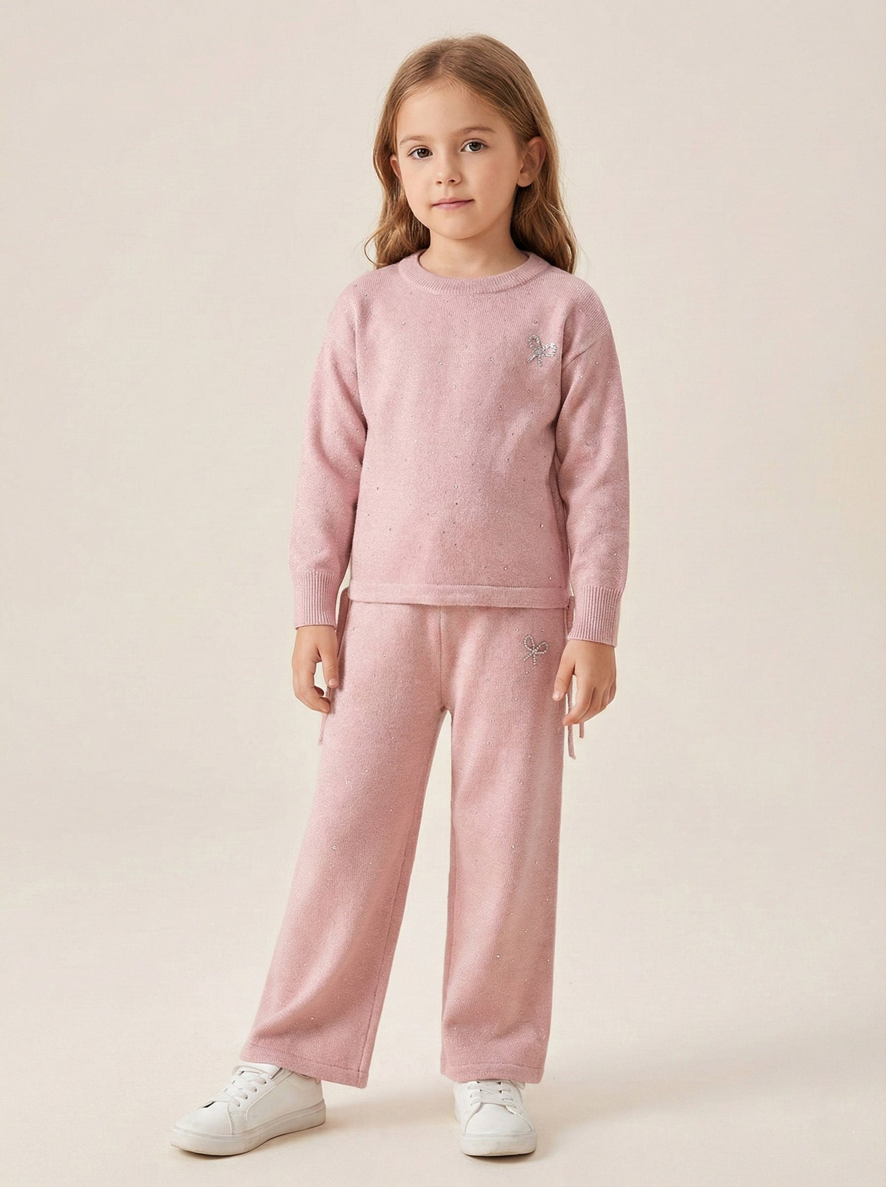 Vats Lil Luxe Solid Kids Sweatshirt & Trouser Co-ord Set