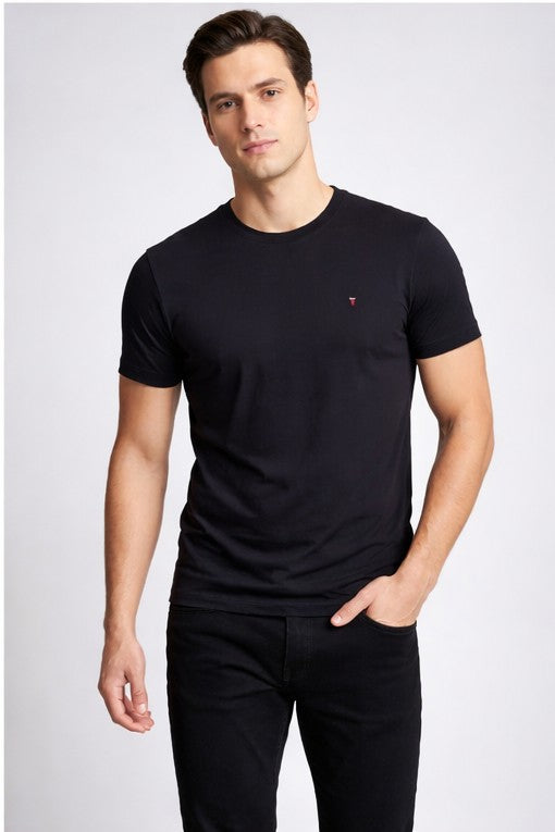 Louis Philippe Mens Solid Classic Round Neck and Half Sleeve T-Shirt
