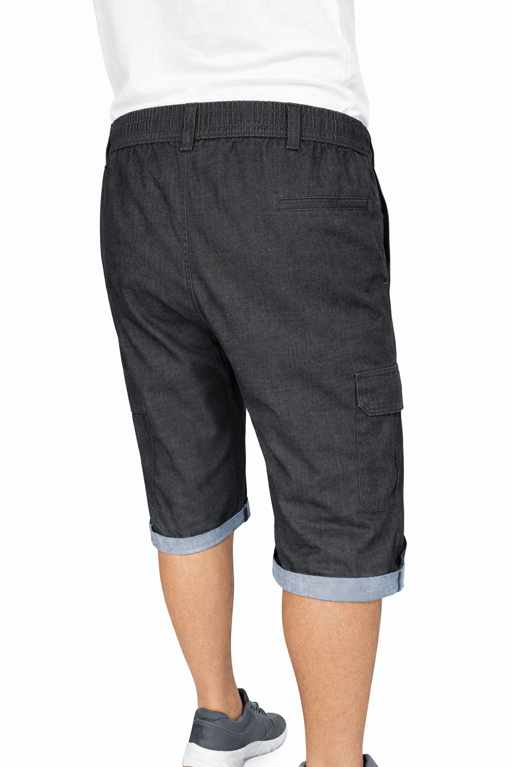 Beevee Mens Textured Cotton Rolled Hem Casual Shorts