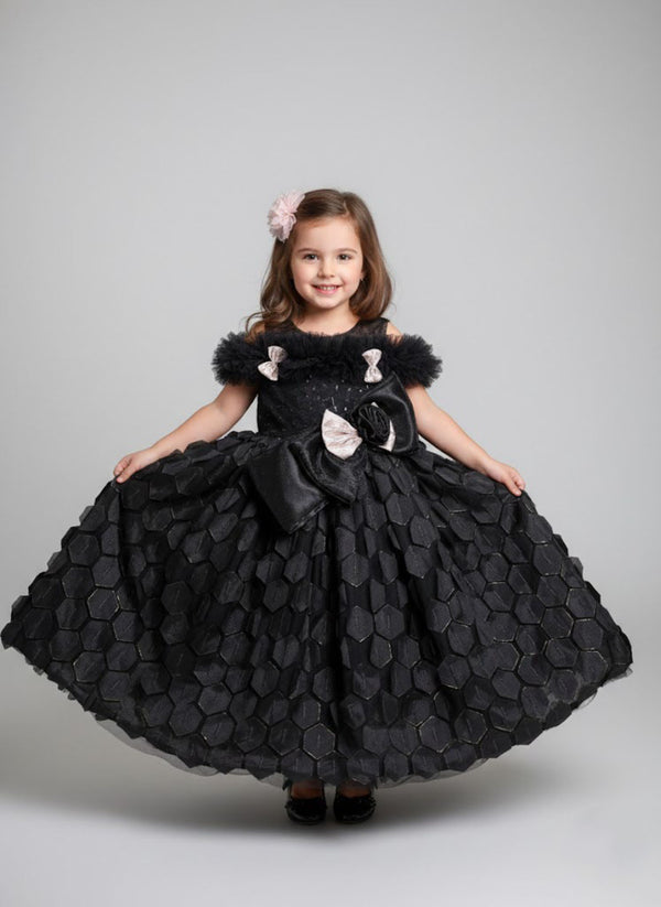 Katibi Classic Royal Black Party gown for kids.