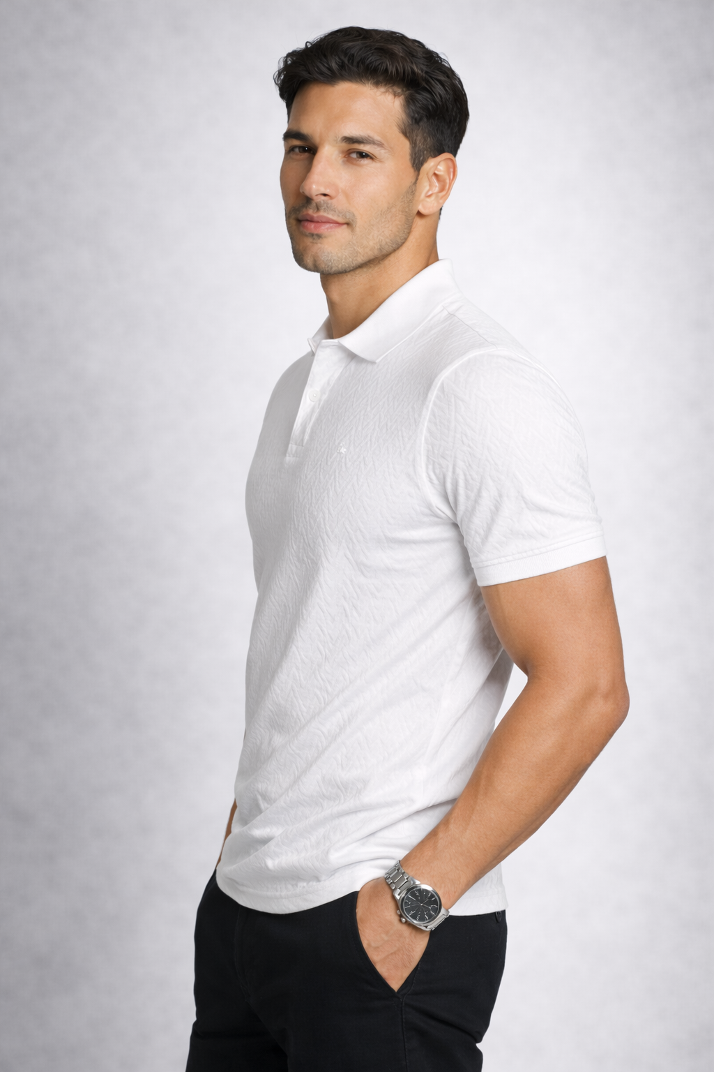 Louis Philippe Mens Solid Classic Collar and Half Sleeve T-Shirt
