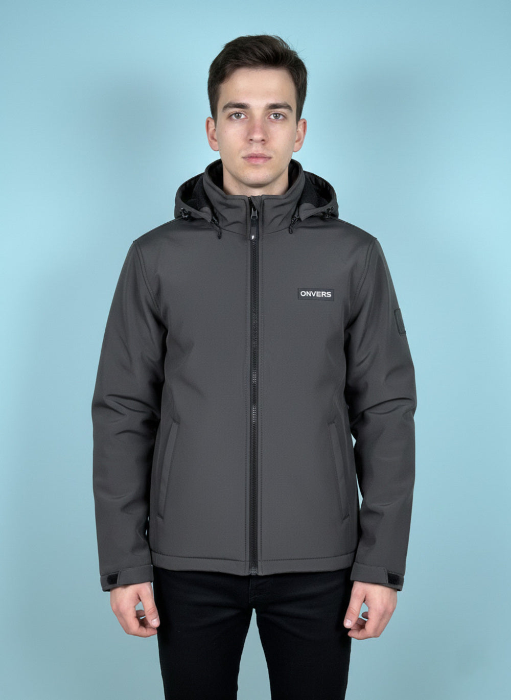 On-Vers Solid Full Zipper Hooded Winter Jacket.