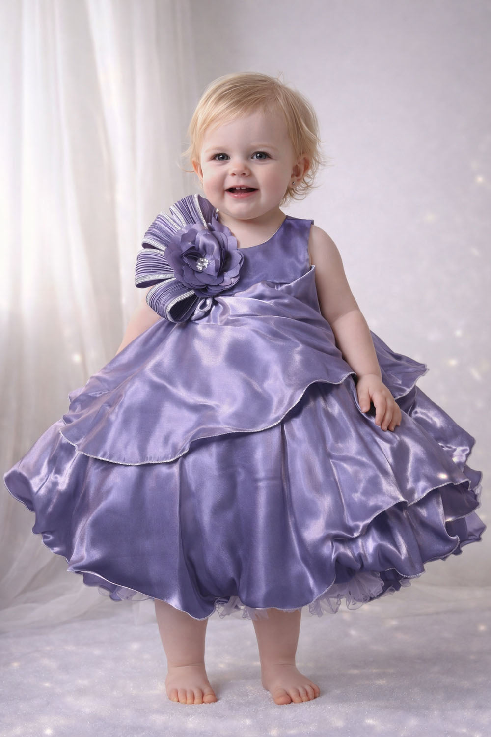 Katibi Royal Lavender purple Designer Party gown for Baby Girls.