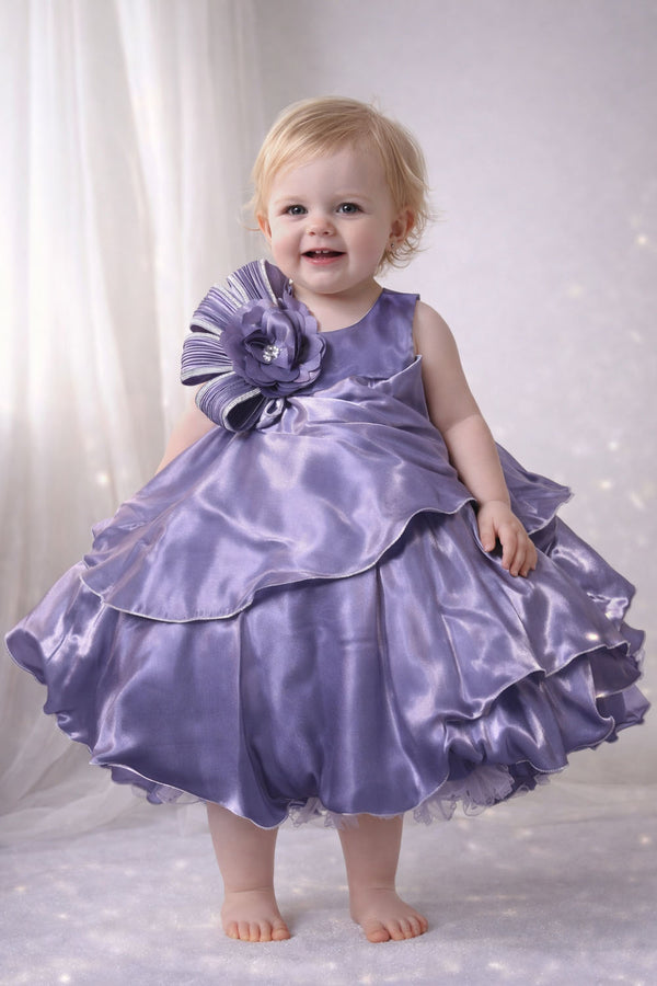 Katibi Royal Lavender purple Designer Party gown for Baby Girls.