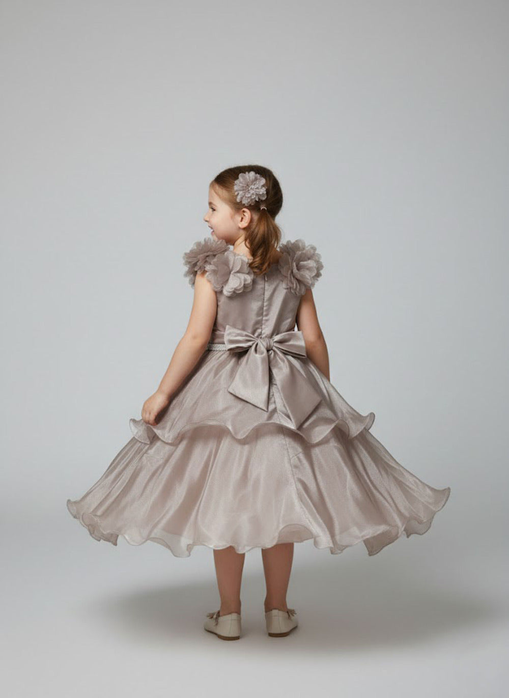 Katibi Kids Ruffle Neck Occasion cadbury gown.