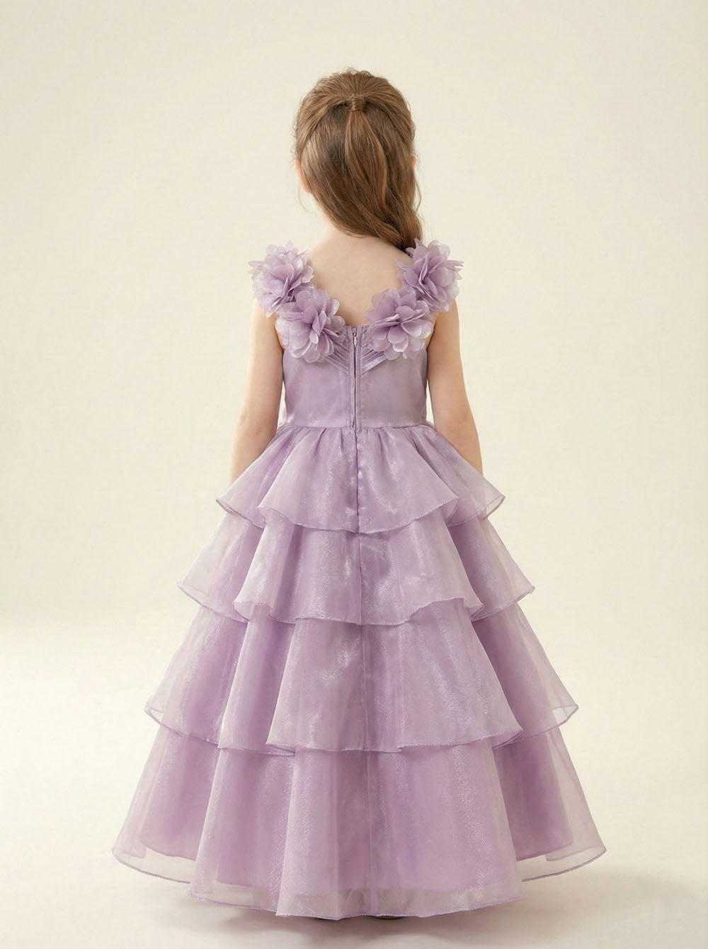 Katibi Elegant wine Ruffle Party Gown for Girls.